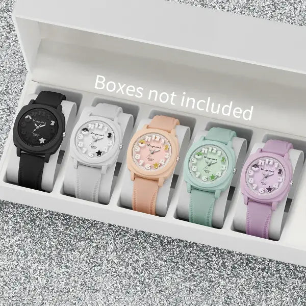 10PCS Fashion Silicone Band Women Quartz Watches Set with Arabic Dial - 5PCS Without Box