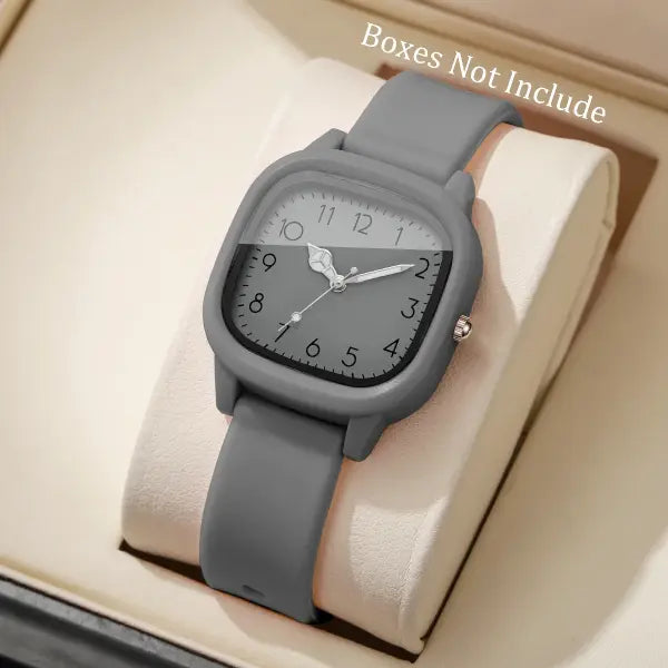10PCS Fashion Silicone Band Women Quartz Watches Set with Arabic Dial - Grey Face No Box