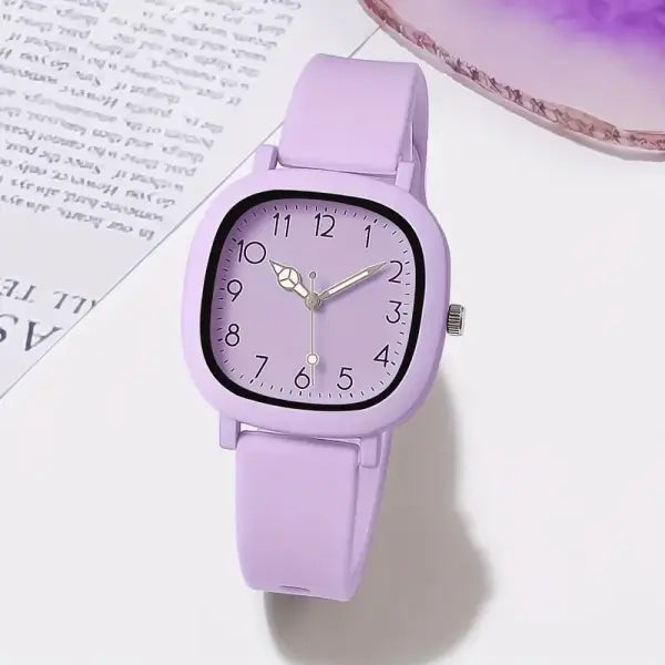 10PCS Fashion Silicone Band Women Quartz Watches Set with Arabic Dial - Purple