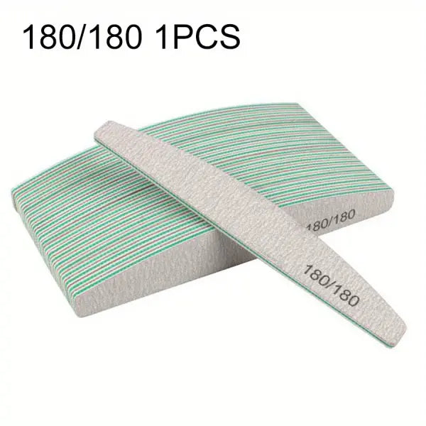 Professional Nail Files 1/3/5/10 Pack – 80/100/150/180/240 Grit Half-Moon Thick Sanding Manicure Tools - 180 180 1PCS