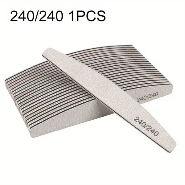 Professional Nail Files 1/3/5/10 Pack – 80/100/150/180/240 Grit Half-Moon Thick Sanding Manicure Tools - 240 240 1PCS