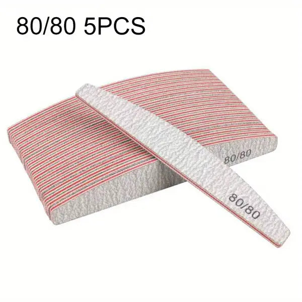Professional Nail Files 1/3/5/10 Pack – 80/100/150/180/240 Grit Half-Moon Thick Sanding Manicure Tools - 80 80 5PCS