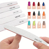 Professional Nail Files 1/3/5/10 Pack – 80/100/150/180/240 Grit Half-Moon Thick Sanding Manicure Tools