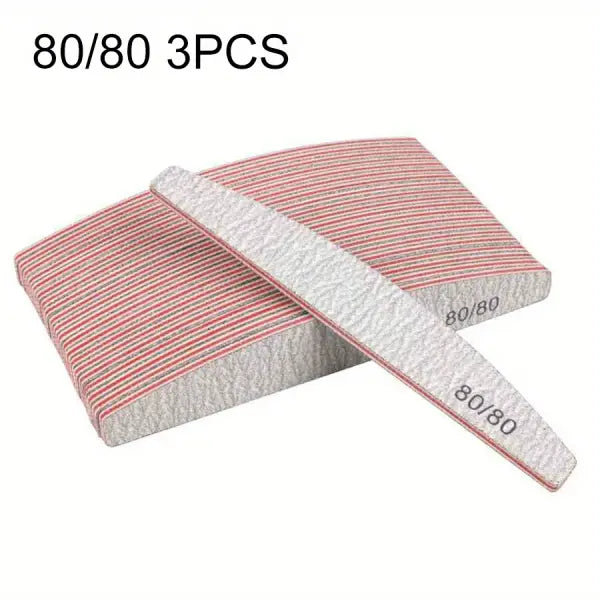 Professional Nail Files 1/3/5/10 Pack – 80/100/150/180/240 Grit Half-Moon Thick Sanding Manicure Tools - 80 80 3PCS