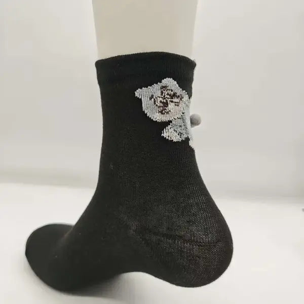 Three-Dimensional Cat Printed Men Female Socks Soft Cotton Crew Mid Tube - black / One Size
