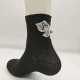 Three-Dimensional Cat Printed Men Female Socks Soft Cotton Crew Mid Tube - black / One Size