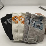 Three-Dimensional Cat Printed Men Female Socks Soft Cotton Crew Mid Tube - 3Pair-mix / One Size