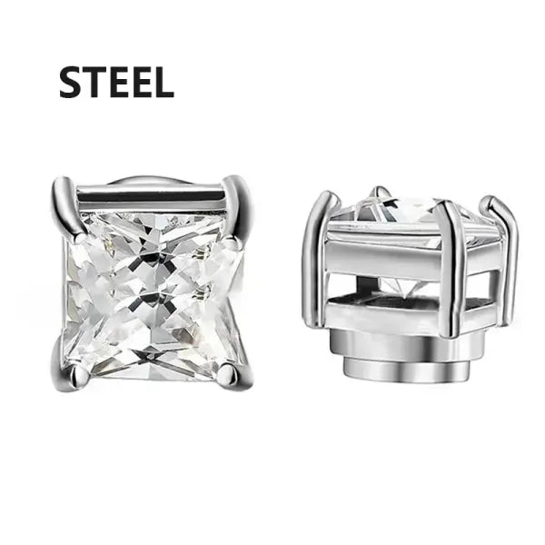 6MM Crystal Magnetic Stud Earrings – Non-Piercing Stainless Steel Punk Zircon 1–3 Pairs for Men - type3