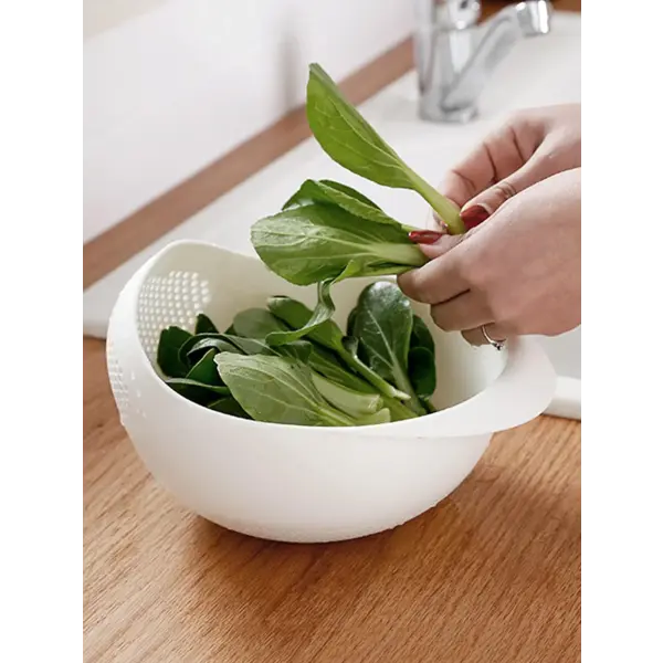 1/3pcs- Colander Rice Bowl Drain Basket Fruit Bowl Washing Drain Basket with Handle Washing Basket Home Kitchen