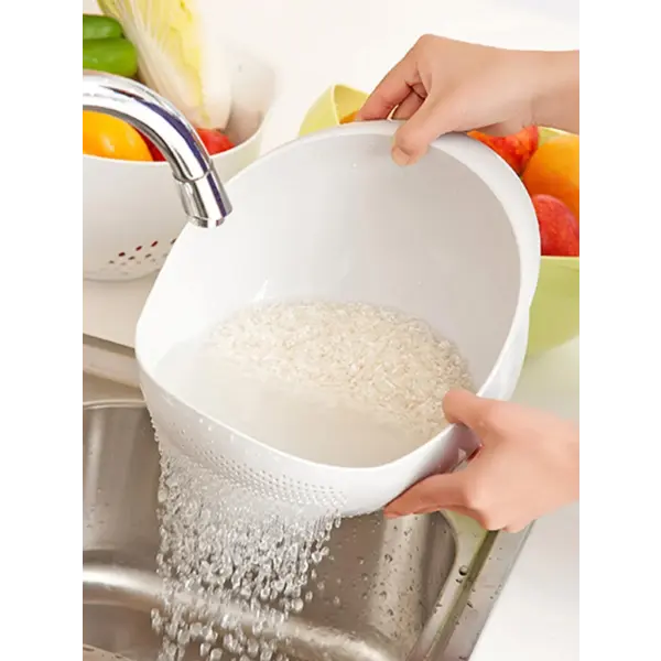 1/3pcs- Colander Rice Bowl Drain Basket Fruit Bowl Washing Drain Basket with Handle Washing Basket Home Kitchen