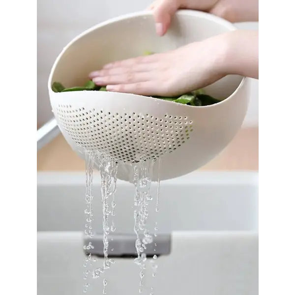 1/3pcs- Colander Rice Bowl Drain Basket Fruit Bowl Washing Drain Basket with Handle Washing Basket Home Kitchen