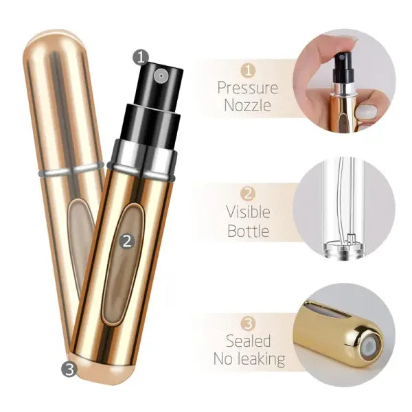 1/4Pcs 5ml Perfume Atomizer Portable Liquid Container for Cosmetics Traveling Mini Aluminum Spray Empty Refillable
