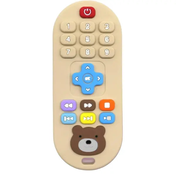 Children’s Teething Toys 1/4 Pack – Silicone Baby Teether Simulation Remote Control Toy - Beige plus