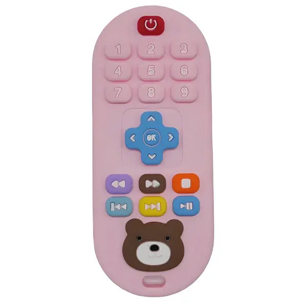 Children’s Teething Toys 1/4 Pack – Silicone Baby Teether Simulation Remote Control Toy - Pink plus