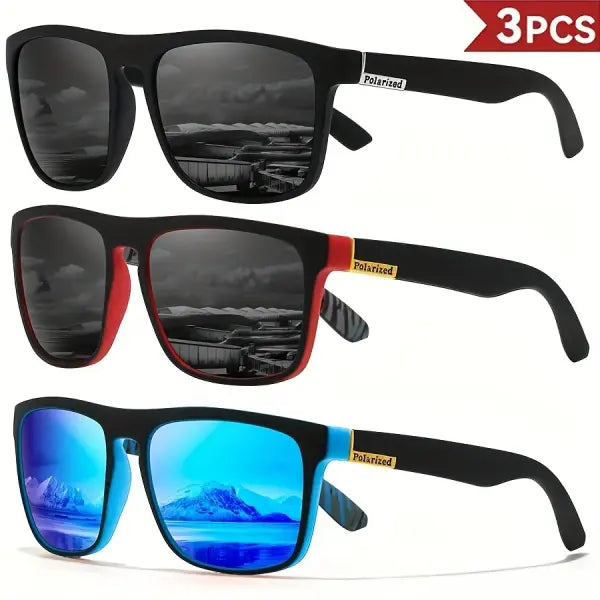 Classical Square Polarized Sports Sunglasses Lightweight UV400 Driving - 3PCS-2