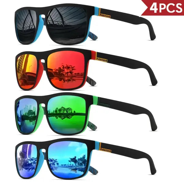 Classical Square Polarized Sports Sunglasses Lightweight UV400 Driving - 4PCS-4