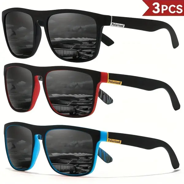 Classical Square Polarized Sports Sunglasses Lightweight UV400 Driving - 3PCS-5