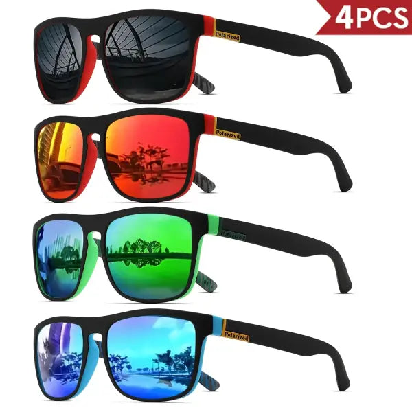Classical Square Polarized Sports Sunglasses Lightweight UV400 Driving - 4PCS-5