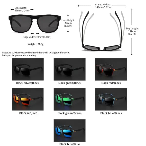 Classical Square Polarized Sports Sunglasses Lightweight UV400 Driving