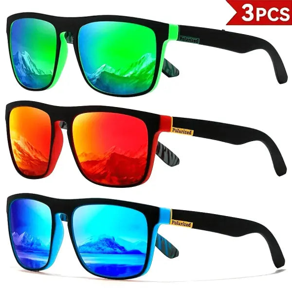 Classical Square Polarized Sports Sunglasses Lightweight UV400 Driving - 3PCS-1