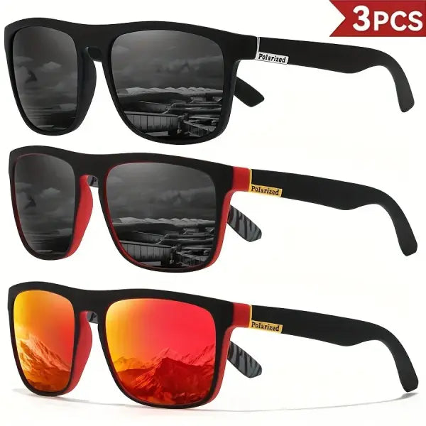 Classical Square Polarized Sports Sunglasses Lightweight UV400 Driving - 3PCS-4