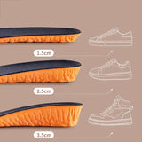 1.5-3.5cm Invisible Height Increase Sport Insoles Orange EVA Memory Foam Shoes Sole Pad Breathable Comfortable for Men