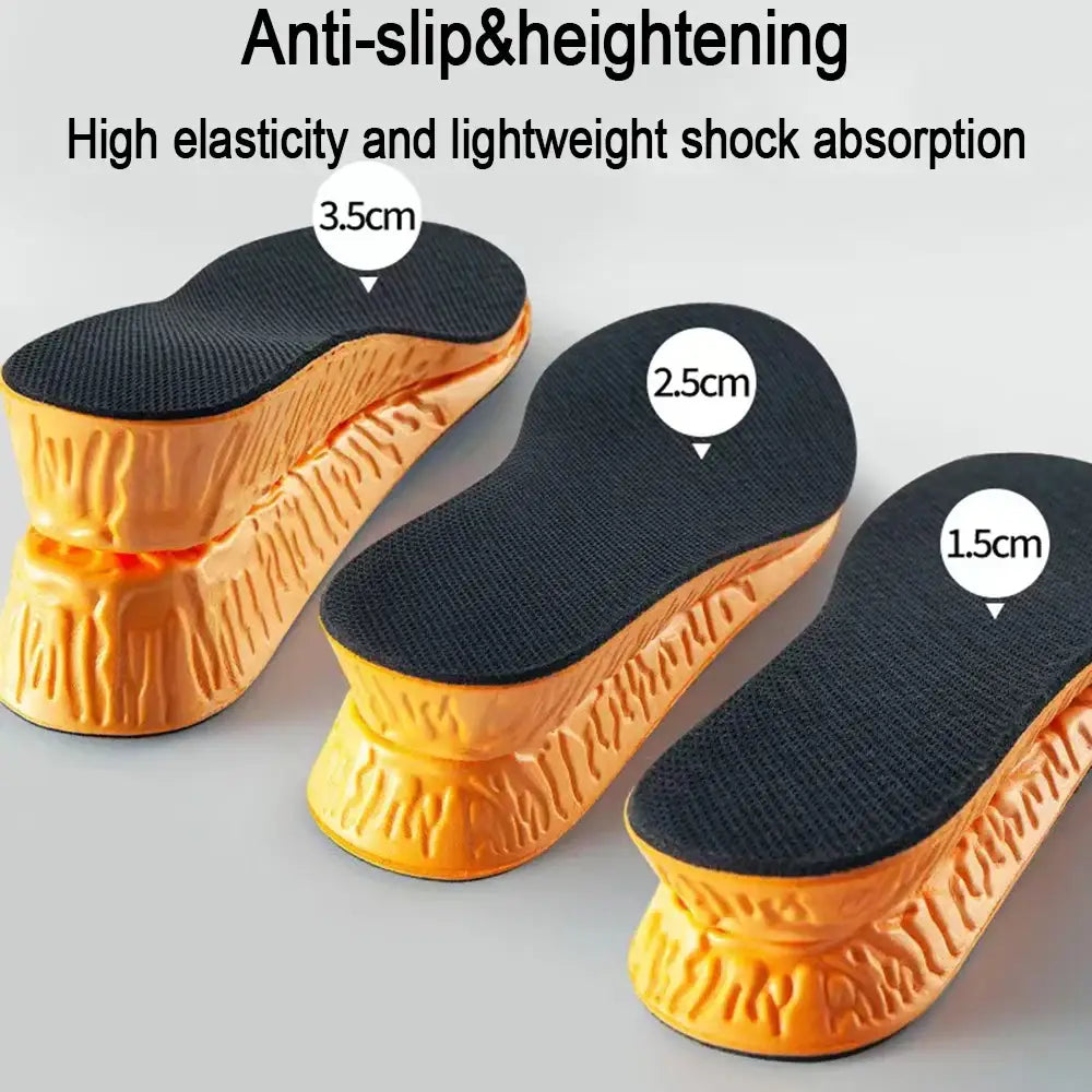 1.5-3.5cm Invisible Height Increase Sport Insoles Orange EVA Memory Foam Shoes Sole Pad Breathable Comfortable for Men