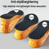 1.5-3.5cm Invisible Height Increase Sport Insoles Orange EVA Memory Foam Shoes Sole Pad Breathable Comfortable for Men