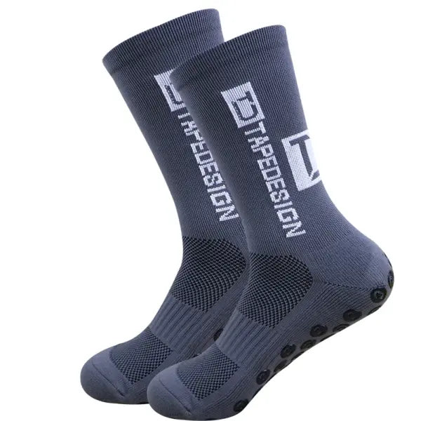 5 Pairs of Non Slip Soccer Socks with Middle Tube Height for Men - GRAY