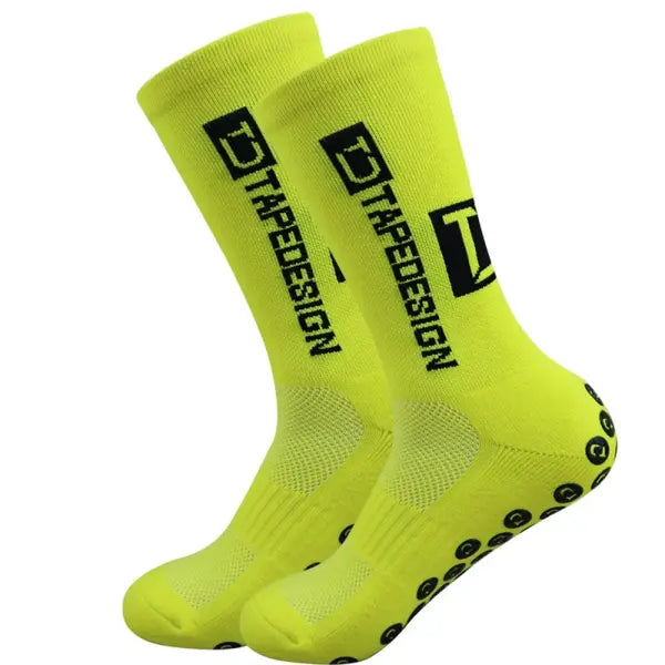 5 Pairs of Non Slip Soccer Socks with Middle Tube Height for Men - Yellow
