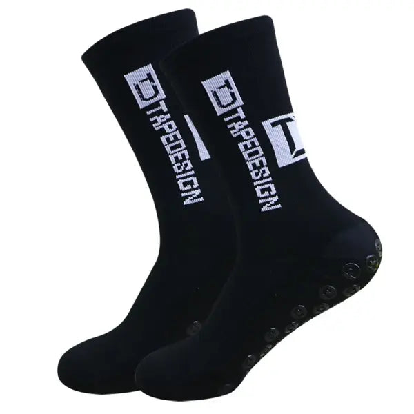 5 Pairs of Non Slip Soccer Socks with Middle Tube Height for Men - black