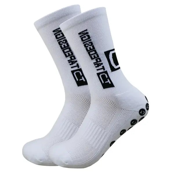 5 Pairs of Non Slip Soccer Socks with Middle Tube Height for Men - WHITE