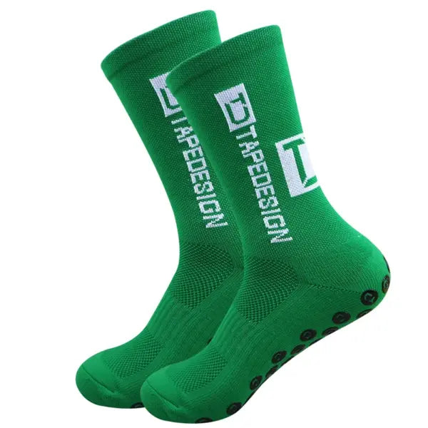 5 Pairs of Non Slip Soccer Socks with Middle Tube Height for Men - green