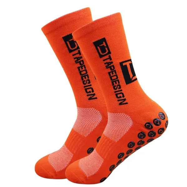 5 Pairs of Non Slip Soccer Socks with Middle Tube Height for Men - Orange