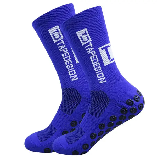 5 Pairs of Non Slip Soccer Socks with Middle Tube Height for Men - Blue