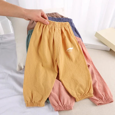 1-5 Years Baby Anti-Mosquito Cotton Linen Pants – Summer Breathable Bloomers for Boys & Girls