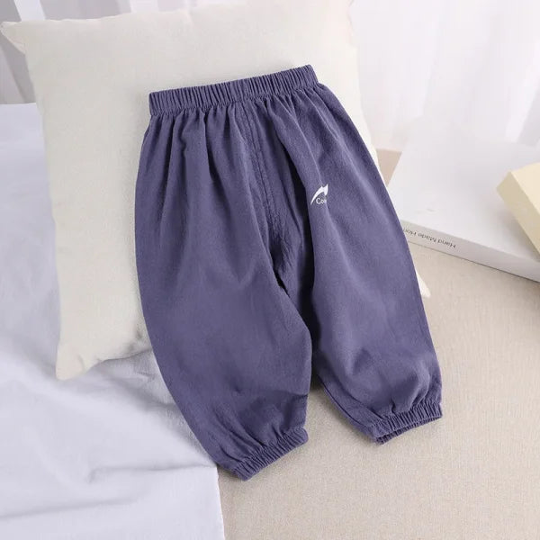 1-5 Years Baby Anti-Mosquito Cotton Linen Pants – Summer Breathable Bloomers for Boys & Girls - huilan / 3T