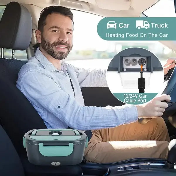 1.5L 60W Electric Lunch Box Food Warmer Portable Food Heater for Car Or Home - Leak Proof Lunch Heating Microwave