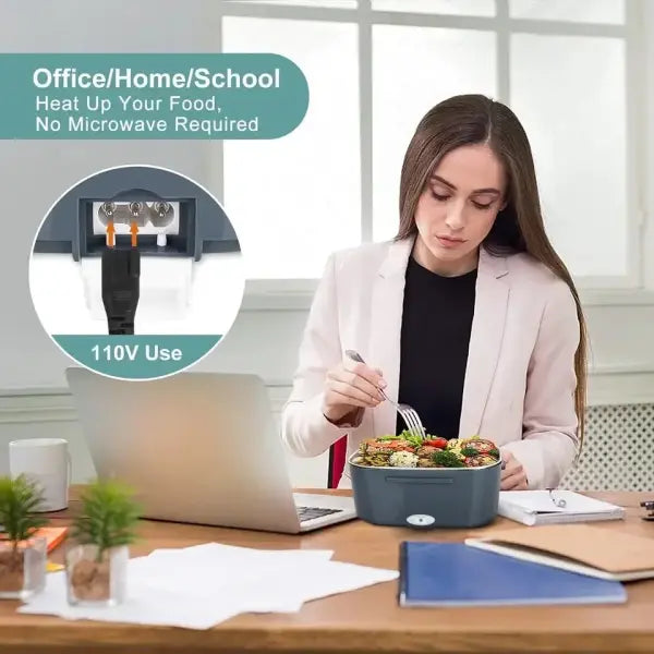 1.5L 60W Electric Lunch Box Food Warmer Portable Food Heater for Car Or Home - Leak Proof Lunch Heating Microwave