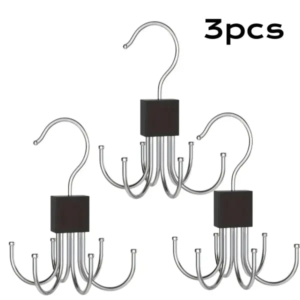 1/5pcs 360° Rotating Closet Hanger: Wooden Multi-Claw Hook for Bags Belts Ties & Bras - 3pcs