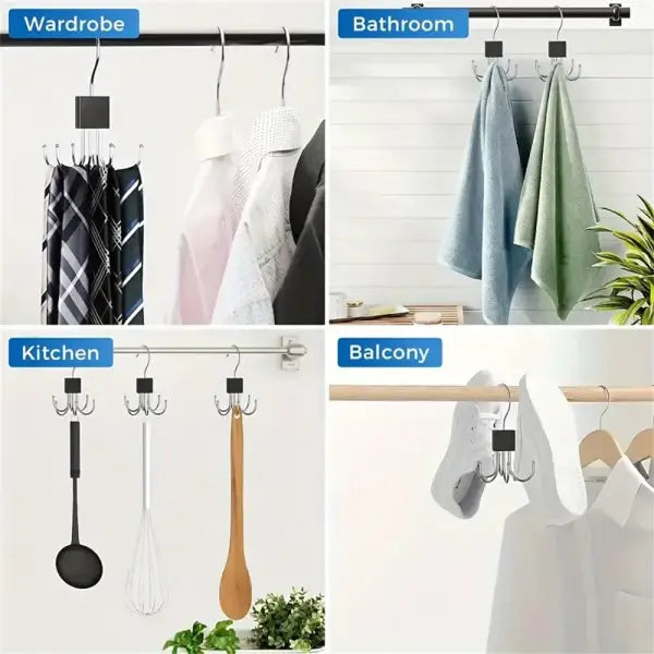 1/5pcs 360° Rotating Closet Hanger: Wooden Multi-Claw Hook for Bags Belts Ties & Bras