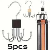 1/5pcs 360° Rotating Closet Hanger: Wooden Multi-Claw Hook for Bags Belts Ties & Bras