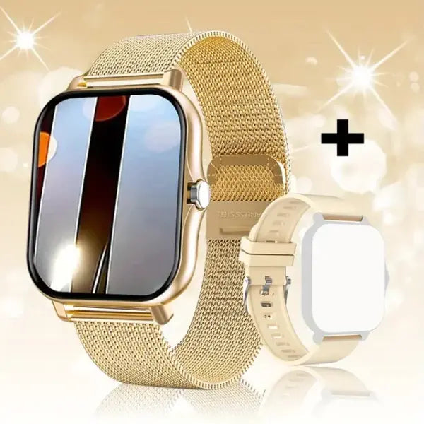 Laxasfit App Sport Smart Watch Fitness Clock Health Tracker - Double Strap Gold / with original box