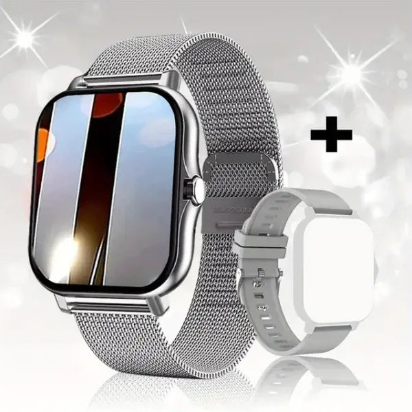 Laxasfit App Sport Smart Watch Fitness Clock Health Tracker - Double Strap Silver / with original box