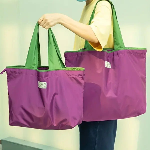 Large Capacity Foldable Reusable Shopping Bag with Drawstring