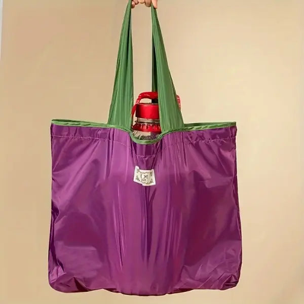 Large Capacity Foldable Reusable Shopping Bag with Drawstring