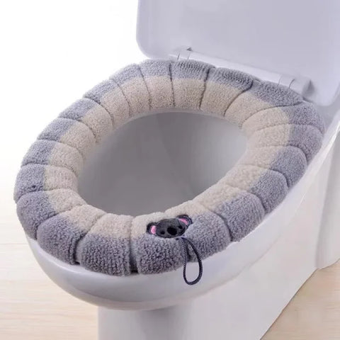 1 Pack Stitched Color Portable Knitted Toilet Mat - Thickened Washable Cover