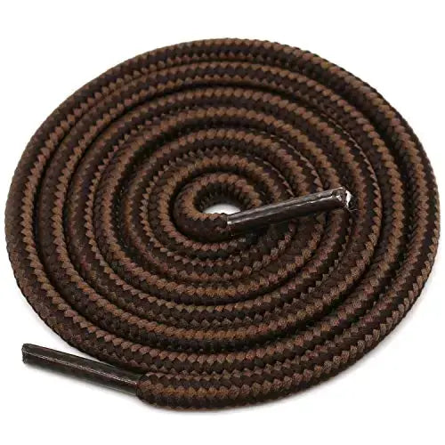 1 Pair Striped Double-Color Shoelaces: Round Cotton Laces for Sneakers & Boots (70–150cm) - Dark Brown coffee / 70cm