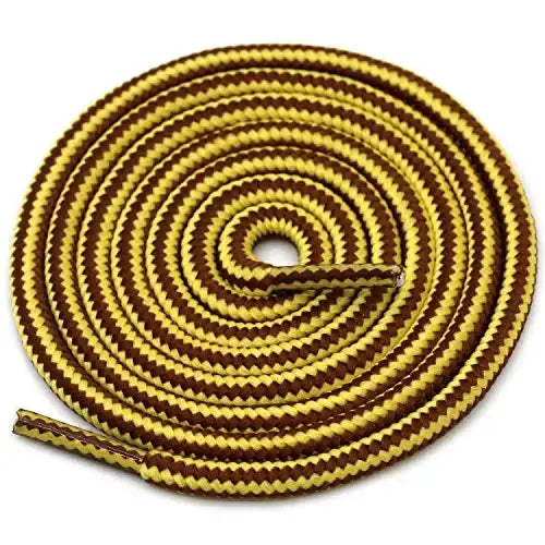 1 Pair Striped Double-Color Shoelaces: Round Cotton Laces for Sneakers & Boots (70–150cm) - Brown yellow / 70cm / CHINA