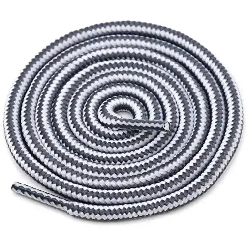 1 Pair Striped Double-Color Shoelaces: Round Cotton Laces for Sneakers & Boots (70–150cm) - White gray / 70cm / CHINA